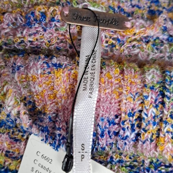 Free People Size Small Blair Candy Combo Mock Neck Sweater CottonLinen Blend NWT - Picture 7 of 12